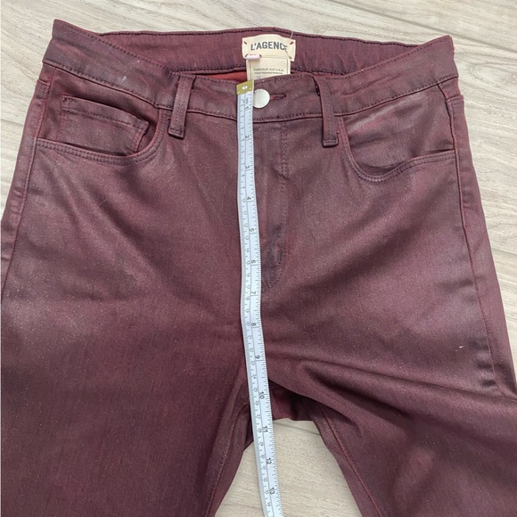 L'Agence Jeans Womens Size‎ 28 Margot High Waist Bordeaux Glitter Coated Skinny - Picture 10 of 12